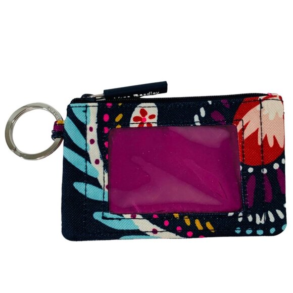 Vera Bradley Painted Paisley ID Case Zip Wallet Key Ring Window - Picture 4 of 8